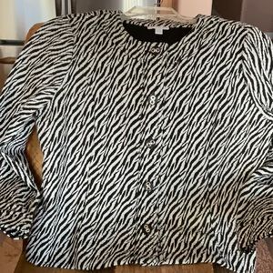 Charter Club Petites Zebra Stripes Black & White Blazer Jacket Size P XL